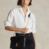 Black Women’s Ralph Lauren Polo ID Croc-Embossed Envelope Chain Crossbody Bags