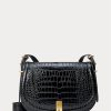 Black Women’s Ralph Lauren Polo ID Croc-Embossed Saddle Bags