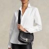 Black Women’s Ralph Lauren Polo ID Croc-Embossed Saddle Bags
