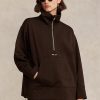 Black Women’s Ralph Lauren Quarter-zip Pullover Fleece Tunic Sweatshirts