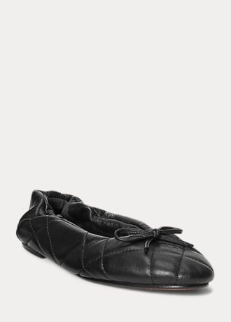 Black Women’s Ralph Lauren Quilted Lambskin Ballet Flat Shoes