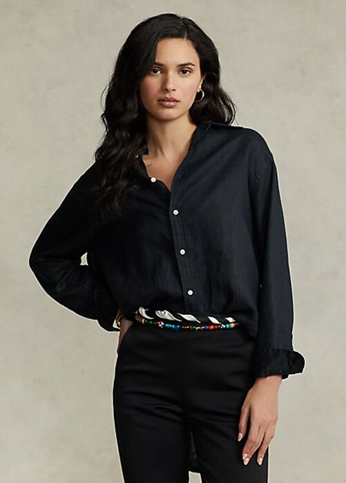 Black Women’s Ralph Lauren Relaxed Fit Linen Shirts Black Women’s Ralph Lauren Relaxed Fit Linen Shirts
