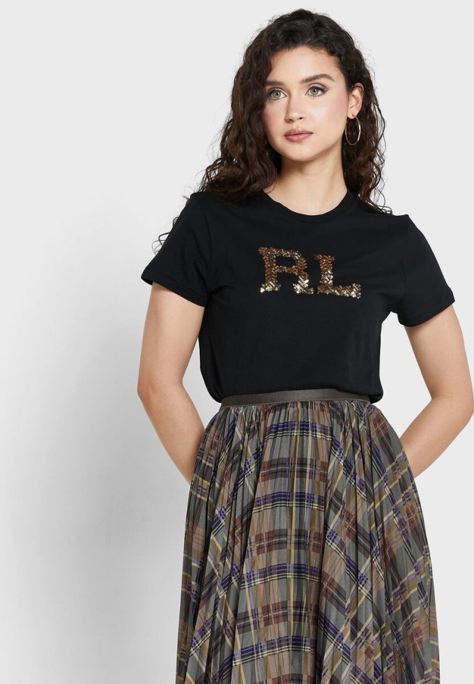 Black Women’s Ralph Lauren Round Neck Logo T Shirts Black Women’s Ralph Lauren Round Neck Logo T Shirts