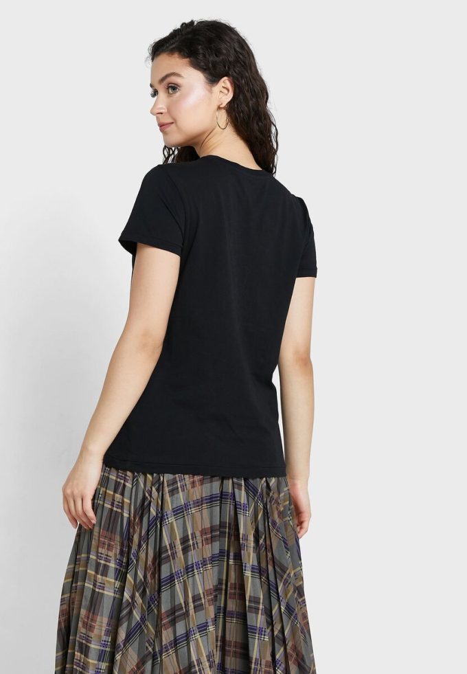 Black Women’s Ralph Lauren Round Neck Logo T Shirts Black Women’s Ralph Lauren Round Neck Logo T Shirts