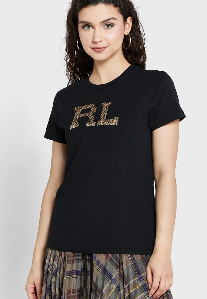 Black Women’s Ralph Lauren Round Neck Logo T Shirts Black Women’s Ralph Lauren Round Neck Logo T Shirts
