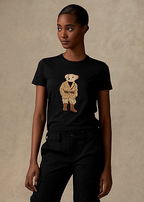 Black Women’s Ralph Lauren Safari Polo Bear Cotton T Shirts Black Women’s Ralph Lauren Safari Polo Bear Cotton T Shirts