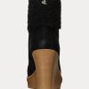 Black Women’s Ralph Lauren Steph Shearling-Trim Suedeie Boots