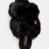 Black Women’s Ralph Lauren Sydni Faux-Fur Flat Shoes