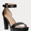 Black Women’s Ralph Lauren Sylvia Burnished Leather Sandals