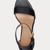 Black Women’s Ralph Lauren Sylvia Burnished Leather Sandals