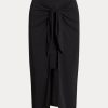 Black Women’s Ralph Lauren Tie-Front Stretch Jersey Midi Skirts