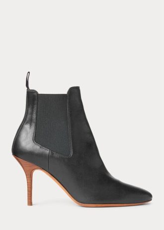 Black Women’s Ralph Lauren Vachetta Calfskin Kitten-Heel Boots