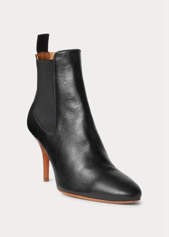 Black Women’s Ralph Lauren Vachetta Calfskin Kitten-Heel Boots
