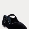 Black Women’s Ralph Lauren Velvet Mary Jane Pointed Flat Shoes Black Women’s Ralph Lauren Velvet Mary Jane Pointed Flat Shoes