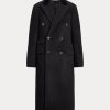 Black Women’s Ralph Lauren Velvet-Topcollar Wool-Blend Melton Coats