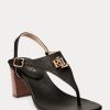 Black Women’s Ralph Lauren Westcott II Tumbled Leather Sandals