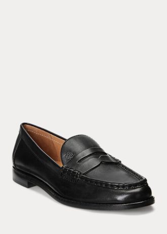 Black Women’s Ralph Lauren Wynnie Burnished Leather Loafers