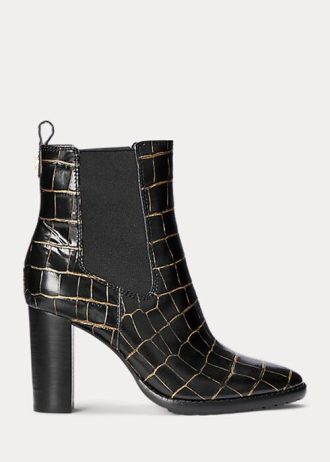 Black Women’s Ralph Lauren ylah Embossed Leatherie Boots