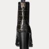 Black Women’s Ralph Lauren ylah Embossed Leatherie Boots