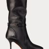 Black Women’s Ralph Lauren Zoe Mid-Calf Calfskin Leather Boots Black Women’s Ralph Lauren Zoe Mid-Calf Calfskin Leather Boots
