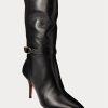 Black Women’s Ralph Lauren Zoe Mid-Calf Calfskin Leather Boots Black Women’s Ralph Lauren Zoe Mid-Calf Calfskin Leather Boots