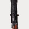Black Women’s Ralph Lauren Zoe Mid-Calf Calfskin Leather Boots Black Women’s Ralph Lauren Zoe Mid-Calf Calfskin Leather Boots