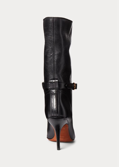 Black Women’s Ralph Lauren Zoe Mid-Calf Calfskin Leather Boots Black Women’s Ralph Lauren Zoe Mid-Calf Calfskin Leather Boots