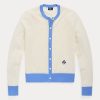 Blue / Cream Women’s Ralph Lauren Crest Cashmere Cardigan Sweaters