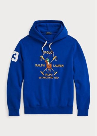 Blue Men’s Ralph Lauren Big Polo Crest Fleece  Hoodie