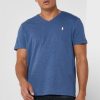 Blue Men’s Ralph Lauren Chest Logo V-Neck T Shirts