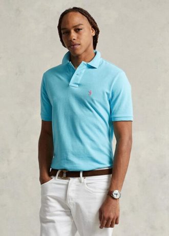 Blue Men’s Ralph Lauren Custom Slim Fit Mesh Polo Shirts