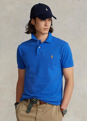 Blue Men’s Ralph Lauren Custom Slim Fit Mesh Polo Shirts
