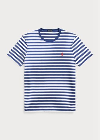 Blue Men’s Ralph Lauren Custom Slim Fit Striped Jersey T Shirts