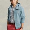 Blue Men’s Ralph Lauren Indigo Chambray Hooded Jackets Blue Men’s Ralph Lauren Indigo Chambray Hooded Jackets