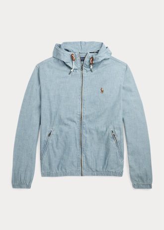Blue Men’s Ralph Lauren Indigo Chambray Hooded Jackets