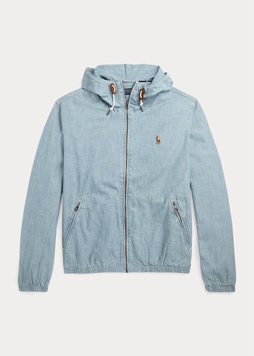 Blue Men’s Ralph Lauren Indigo Chambray Hooded Jackets Blue Men’s Ralph Lauren Indigo Chambray Hooded Jackets
