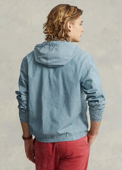 Blue Men’s Ralph Lauren Indigo Chambray Hooded Jackets Blue Men’s Ralph Lauren Indigo Chambray Hooded Jackets
