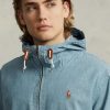 Blue Men’s Ralph Lauren Indigo Chambray Hooded Jackets Blue Men’s Ralph Lauren Indigo Chambray Hooded Jackets