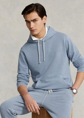 Blue Men’s Ralph Lauren Organic Cotton Fleece  Hoodie