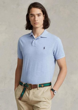 Blue Men’s Ralph Lauren Slim Fit Mesh  Polo Shirts