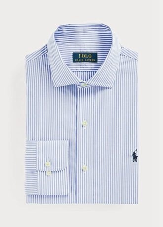 Blue Men’s Ralph Lauren Slim Fit Striped Poplin Formal Shirts