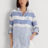 Blue / White Women’s Ralph Lauren Striped Oversize Linen Shirts