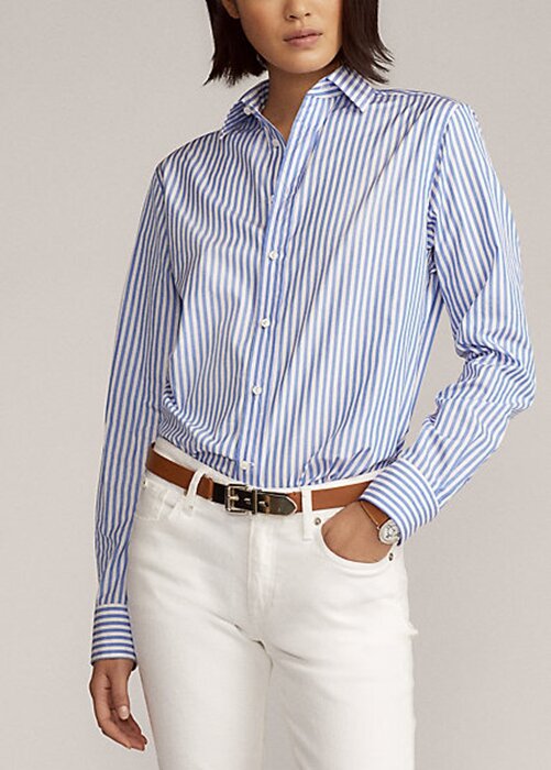 Blue Women’s Ralph Lauren Adrien Striped Cotton Shirts Blue Women’s Ralph Lauren Adrien Striped Cotton Shirts
