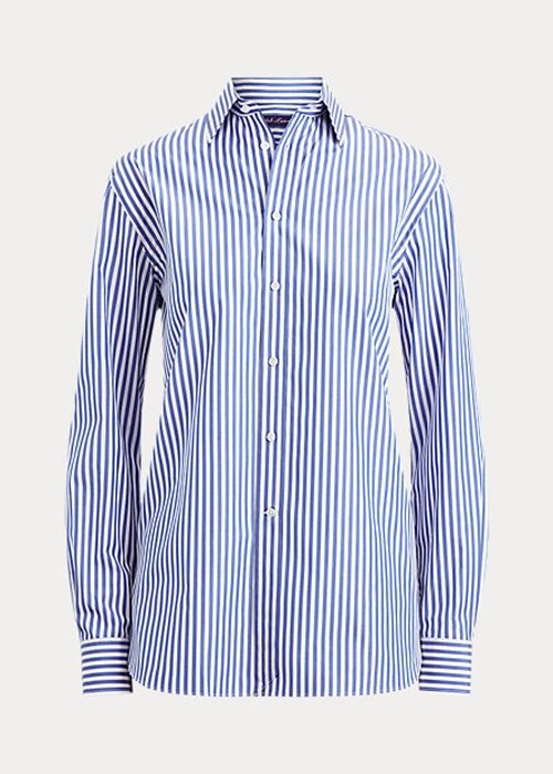 Blue Women’s Ralph Lauren Adrien Striped Cotton Shirts Blue Women’s Ralph Lauren Adrien Striped Cotton Shirts