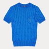 Blue Women’s Ralph Lauren Cable-Knit Cotton Short-Sleeve Sweaters