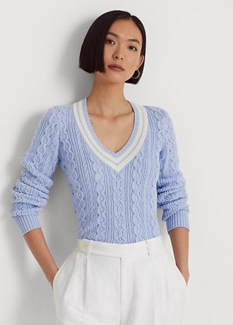 Blue Women’s Ralph Lauren Cable-Knit Cricket Sweaters