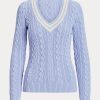 Blue Women’s Ralph Lauren Cable-Knit Cricket Sweaters