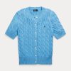 Blue Women’s Ralph Lauren Cable-Knit Short-Sleeve Sweaters