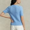 Blue Women’s Ralph Lauren Cable-Knit Short-Sleeve Sweaters