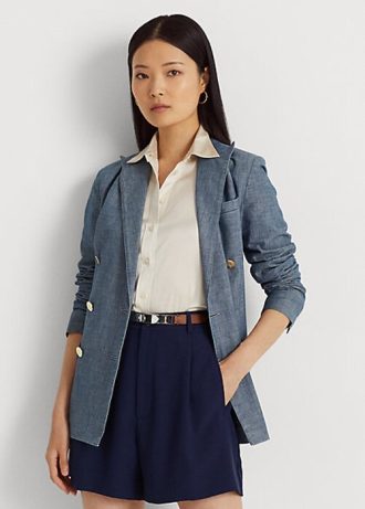 Blue Women’s Ralph Lauren Double-breasted Chambray   Blazers